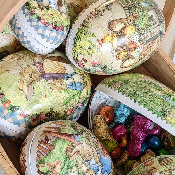 Beatrix Potter Vintage Paper Easter Egg Fillable Container • Easter Egg Hunt • Treat Box • Vintage Theme Easter Decorations  • Easter eggs
