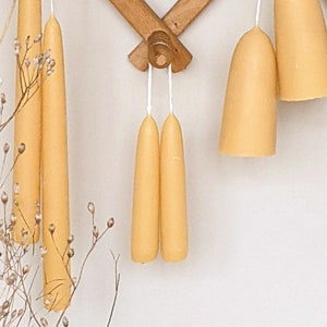 Handmade Dipped Beeswax Dinner Candles - Short 11cm