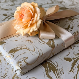 Gold Marble Luxe Gift Wrapping Paper|  3M Roll | Recyclable | Gifting | Birthdays | Just Because | Wedding