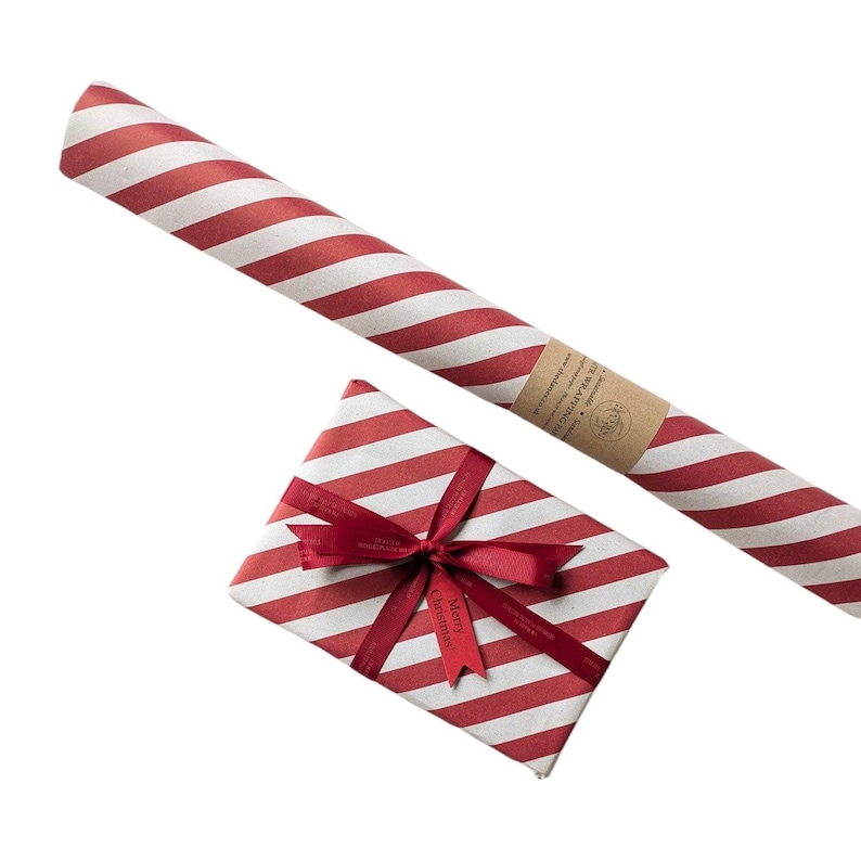 Recyclable Gift Wrapping Paper - Red Candy Cane | 3M - Thedanes.co.uk - Creative & Sustainable Living The Scandinavian Way