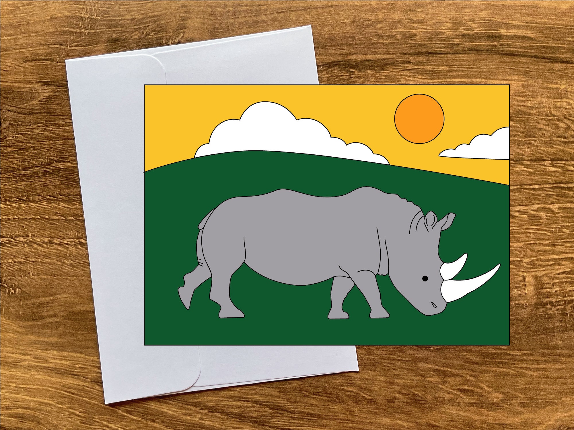 Rhinoceros Printable Digital Download Card. Digital Download Card ...
