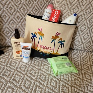 Cotton Toiletry or Wash Bag with Zip, Personalised, Make Up or Cosmetics Bag