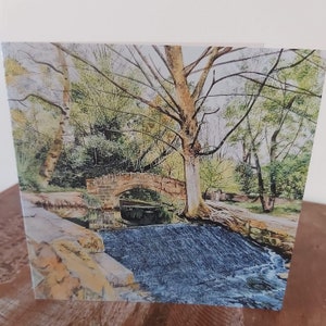 Art Greeting Card, 'Meanwood Beck , Leeds', naar origineel schilderij van Annie Power, Fine Art Cards, Yorkshire, Blank kaarten, verjaardagskaarten