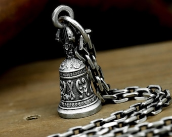 Soul Bell Urn Pendant - Buddhist Temple Screw-Bottom Silver Locket