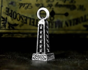 Egyptian Obelisk 925Silver Urn Pendant - Ancient Afterlife Memorial Jewelry - Pharaoh's Spirit Keepsake Necklace