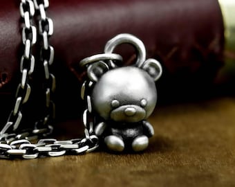 Teddy Bear Plush 925Silver Urn Pendant - Adorable Memorial Jewelry for Ashes - Sweet Keepsake Necklace