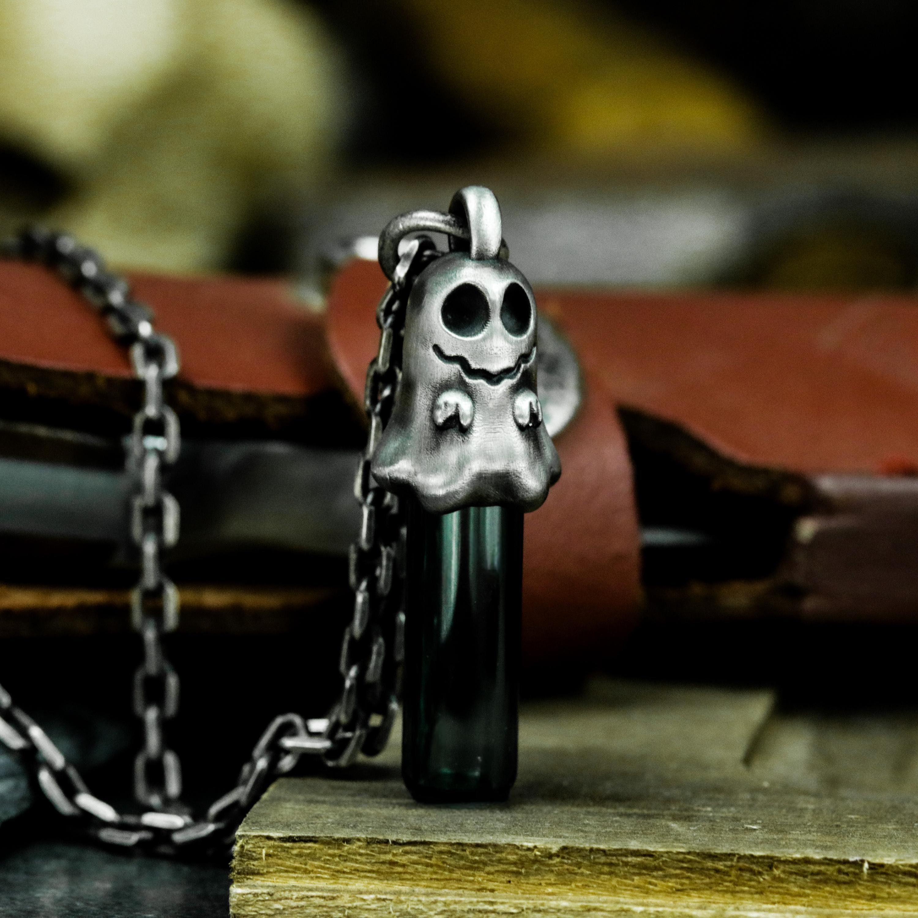 Smiling Ghost Glass Urn Pendant Necklace - Silver Cremation Jewelry - Etsy