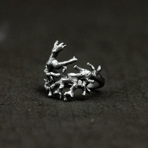 Antler Wrap Ring - Dead Wood Wrap Ring, Sterling Silver Ring, Animal Declaration Gift