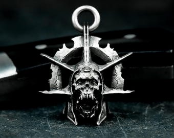Dark Lord Vampire Skull 925Silver Pendant - Gothic Bloodline Jewelry - Macabre Aristocrat Necklace