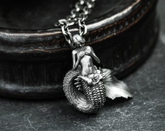 Handmade 925 Silver Mermaid Pendant Necklace