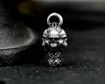 Skull Mushroom 925 Silver Urn Pendant: Gothic Fantasy Keepsake Necklace