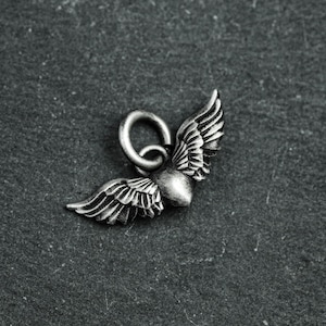 Sterling Silver Heart Angel Pendant Necklace: Handmade Vintage Jewelry image 3