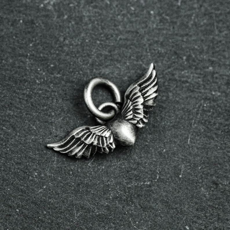 Sterling Silver Heart Angel Pendant Necklace: Handmade Vintage Jewelry image 3