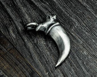 Handmade Sterling Silver Wolf Tooth Pendant Necklace