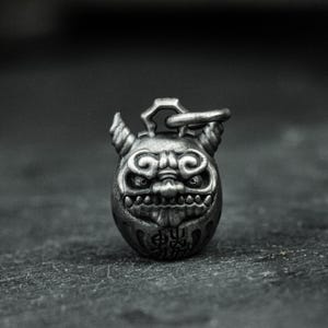 Sealed Totem Bodhidharma Egg Urn 925 Silver Pendant Necklace - Exotic God Face Cremation Jewelry Gothic Pendant - Carry Urn Necklace