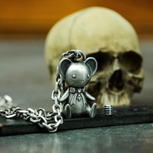 Ragdoll bear Urn 925 Silver Pendant Necklace - Cute Doll Bear Urn Necklace - Special Gothic Portable Cremation Urn