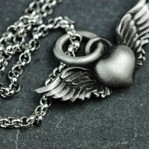 Sterling Silver Heart Angel Pendant Necklace: Handmade Vintage Jewelry image 7