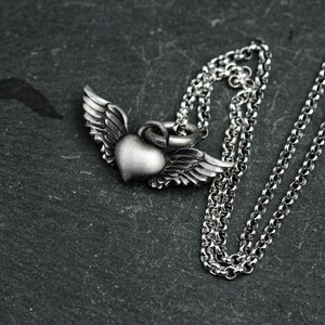 Sterling Silver Heart Angel Pendant Necklace: Handmade Vintage Jewelry image 5