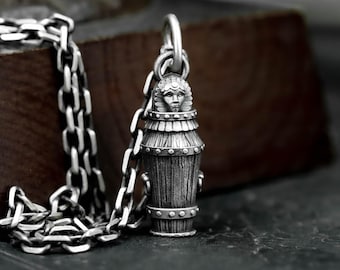 925 Silver Iron Maiden Urn Pendant: Medieval Memorial Keepsake Necklace