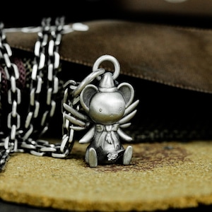 Collier pendentif en argent 925 avec urne de lion Kerberos - Bête scellée par carte de clow, collection Cendres de Sakura magique, bijoux à porter en cadeau - Urne portable