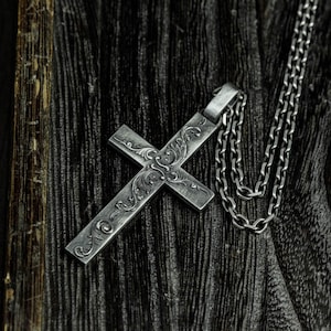 925 Silver Baroque Cross Necklace, Gothic Cross Pendant, Gothic Cross - Handmade