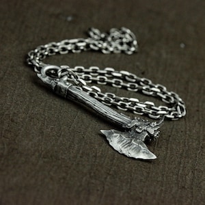 925 Sterling Silver Orc Axe Pendant Necklace, Viking Warrior Axe Pendant, Orc Pendant Necklace, Battle Axe Necklace - Handmade