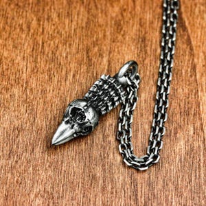 Gathered Bird Skull Urn 925 Silver Pendant Necklace - Memorial Urn with Flamingo Skull Design - Special Gothic Portable Urn