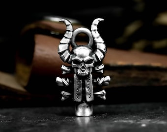 Skull Ram Horn 925 Silver Urn Pendant: Tribal Warrior Ashes Keepsake
