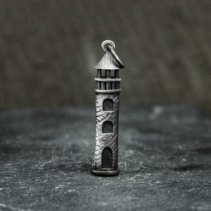 Lighthouse of the Soul Urn 925 Silver Pendant Necklace - Harbor of the Dead Urn Necklace - Special Gothic Portable Urn