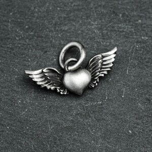 Sterling Silver Heart Angel Pendant Necklace: Handmade Vintage Jewelry image 2