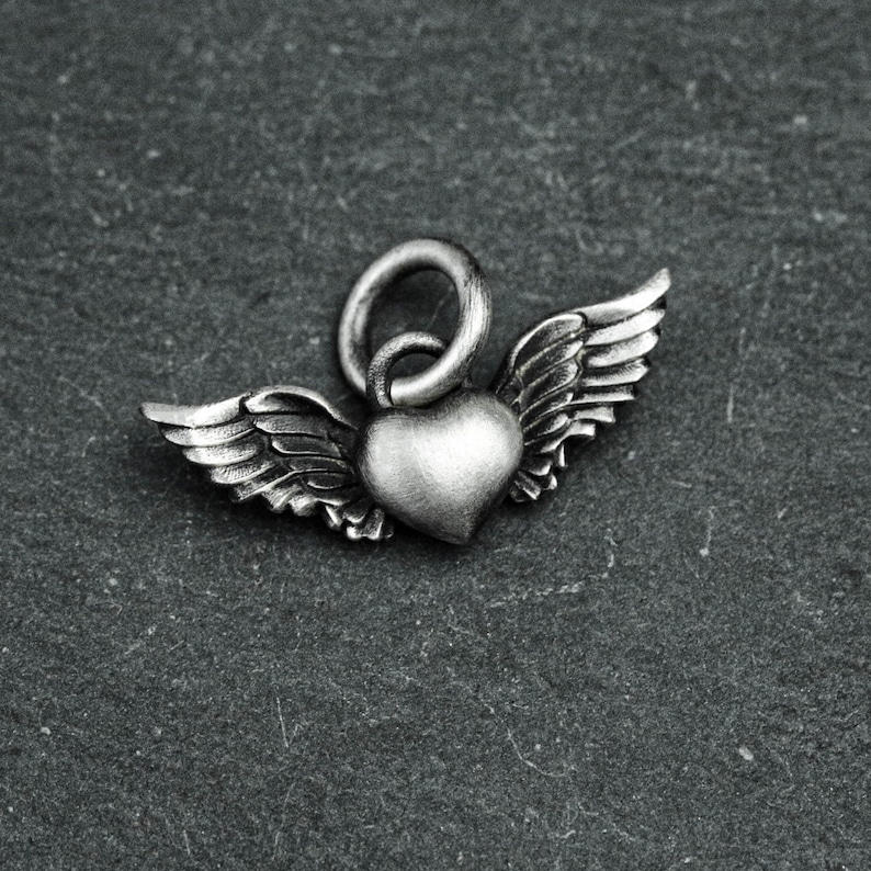 Sterling Silver Heart Angel Pendant Necklace: Handmade Vintage Jewelry image 2