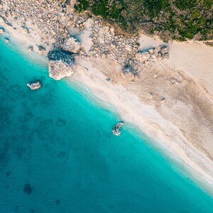 Aerial view of Megali Petra Beach-Lefkada Greece. Digital Print