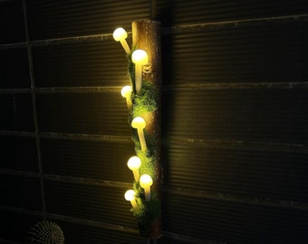 Natuur houten paddestoellamp, Zen drijfhout nachtlampje voor tuinwerf WB102