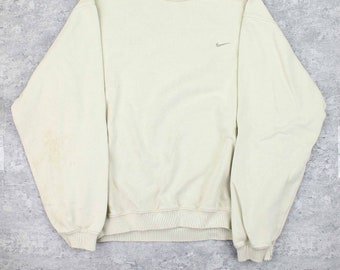 Vintage Nike Logo Sweater Beige - M