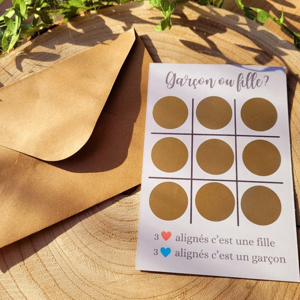 Carte à gratter annonce sexe bébé |Carte gender reveal | Annonce famille sexe bébé