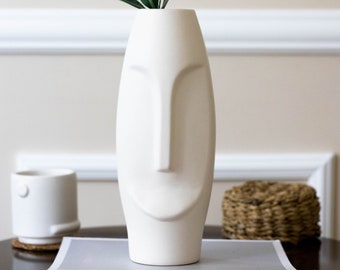 Nordic Face Vase, handgemachte Keramik Vase, Einweihungsgeschenk, Centerpiece Vase, Tischdekor, Keramik Vase, Nordische Vase, Blumenvase