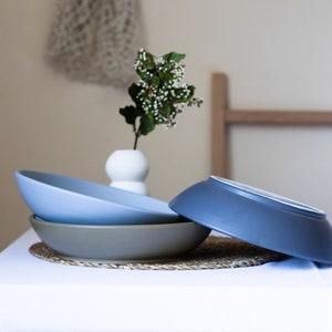 Handmade Ceramic Dinner Plate Set: Stoneware Salad Pasta Bowl (25 cm)