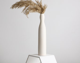 Handmade Ceramic Vase: Matte White Scandinavian Tabletop Decor