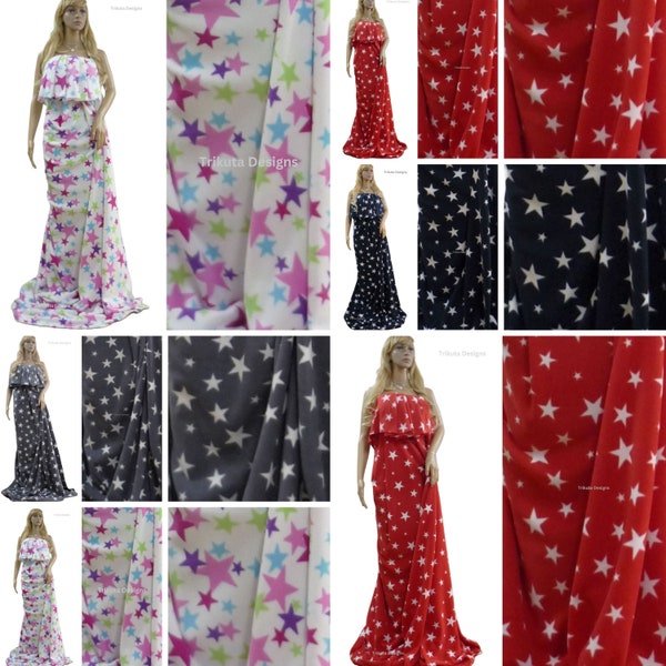 Polar Fleece Anti Pill Fabric Premium Quality Soft Warm Printed Twinkle Star