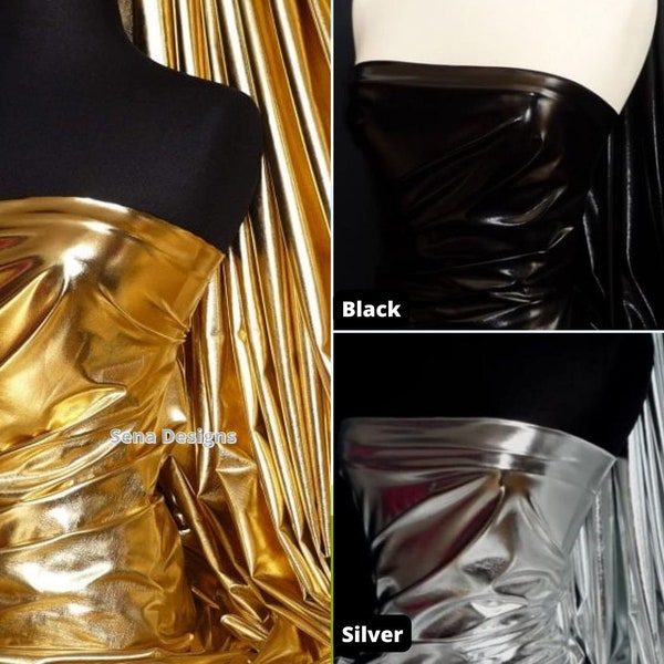 Mirror Foil High Shine Liquid Wet Look Stretch Fabric Stunning Dressmaking & Display Metallic Material