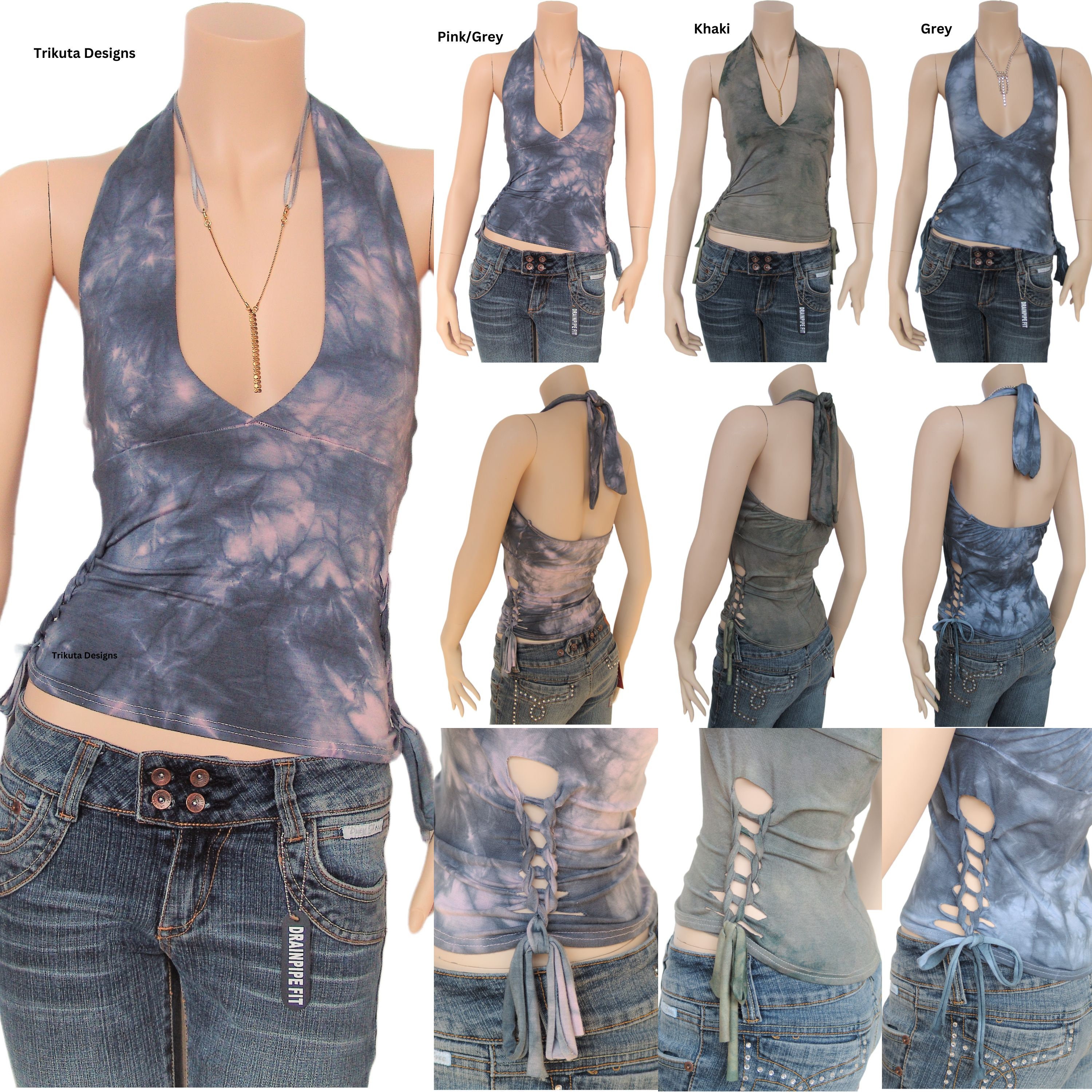 Deep V Halter Top Etsy