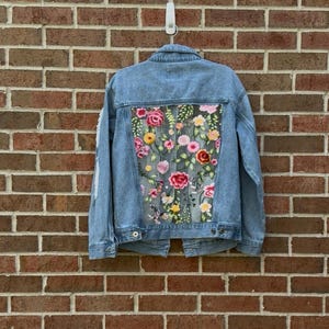Reworked blue floral  jean Jacket