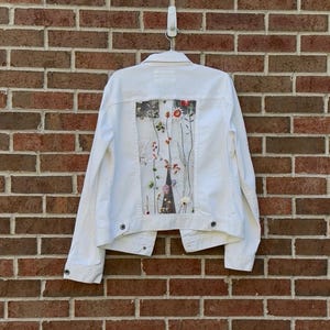 Reworked white floral  jean Jacket