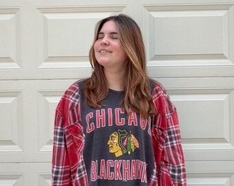 Reworked Blackhawks Flannel T-shirt