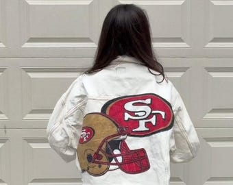 Reworked 49ers cropped jean Jacket