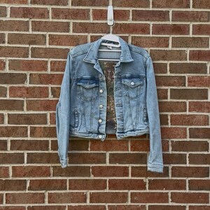 Reworked blue floral  jean Jacket