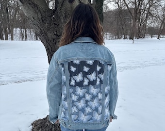 Reworked butterfly  jean Jacket