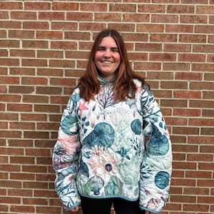 Reworked blue ocean quilted sweatshirt