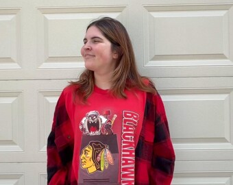 Reworked Blackhawks Flannel T-shirt