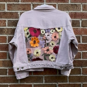 Reworked pink floral  jean Jacket